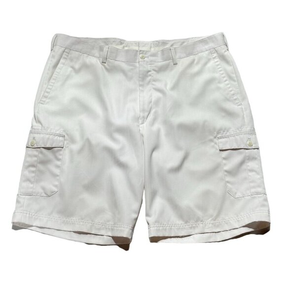 ISLAND REPUBLIC Men's Cargo Shorts White Polyester Belt Loops Pockets Size 40 - Picture 2 of 8